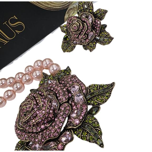 Heidi Daus "Enchanted Beauty" Disney-Commissioned Rose Necklace & Ring Set-NIB - Picture 3 of 16